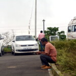 man on the road side