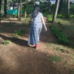 a woman in a park