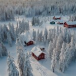 aerial view of Finland during winter