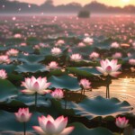 lotus pond at sunset