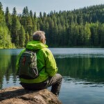 old man sitting near a lake