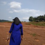 A girl walking on a slope