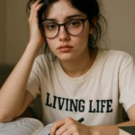 a college student at study