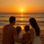 a family enjoying the beach