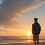 a man standing at a beach