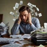 a man stressed at the desk