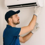 a mechanic repairing AC