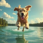 a playful golden retriever a playful golden retriever