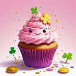 a smiling pink cupcake