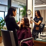 beautician and client at salon