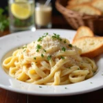 creamy pasta with bread