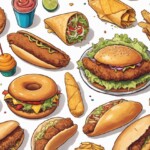 diverse collection of fast food