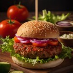 hamburger with fresh onion and tomatoes