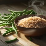 hot steaming brown rice in a bowl