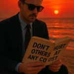man reading a motivational quote