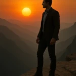 man standing at the cliff