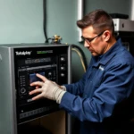 man working on a machine