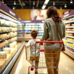 mother with child doing shopping