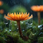 rain falling over orange flowers rain falling over orange flowers
