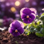 purple pansy in garden purple pansy in garden