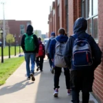 students in a college campus