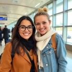 two friends at the airport