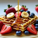 waffle with fruits and honey