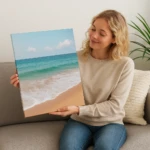 woman with canvas