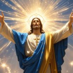 a glowing Jesus with open arms a glowing Jesus with open arms