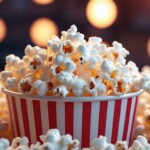 pop corns in a paper bowl
