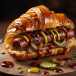 golden croissant with sausage