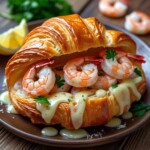 golden flaky croissant with shrimp